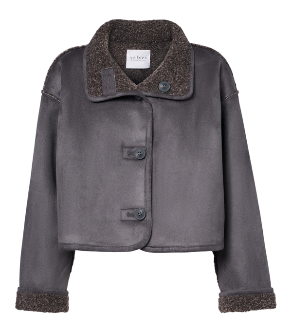 Velvet Esme teddy-lined cropped jacket