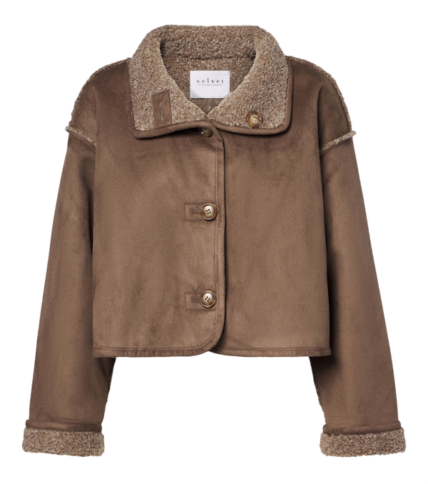 Velvet Esme teddy-lined cropped jacket