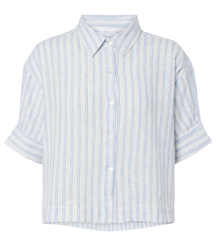 Chemise à rayures en coton et lin Velvet Greya