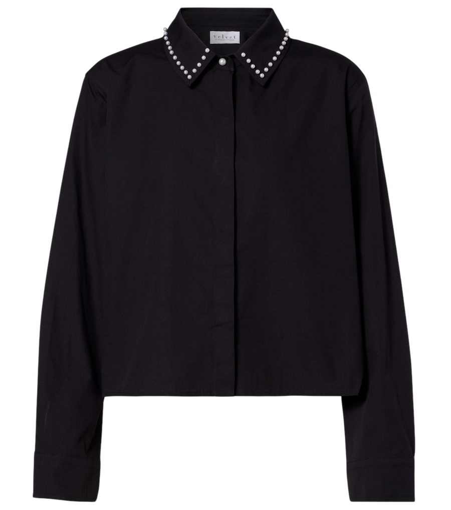 Velvet Jocelyn beaded cotton poplin shirt