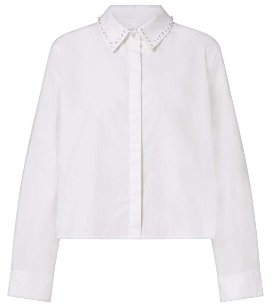 Chemise en popeline de coton perlée Velvet Jocelyn