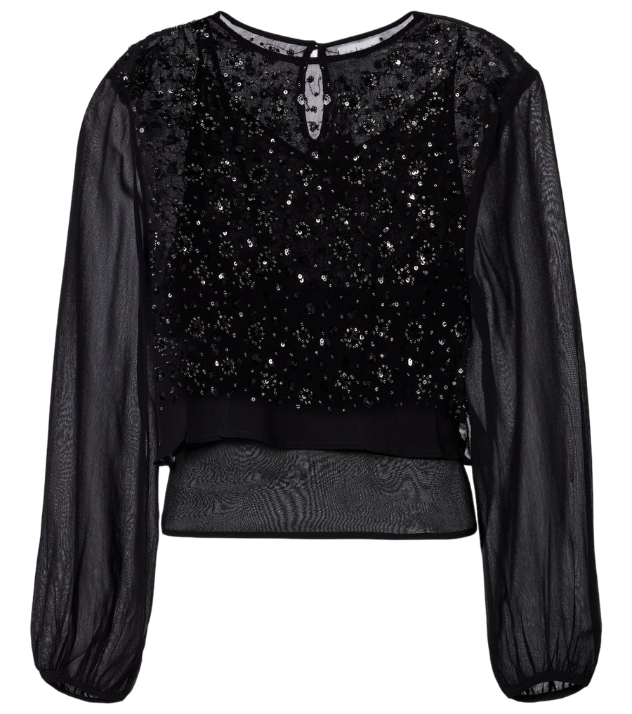 Velvet Marlowe sequinned sheer top
