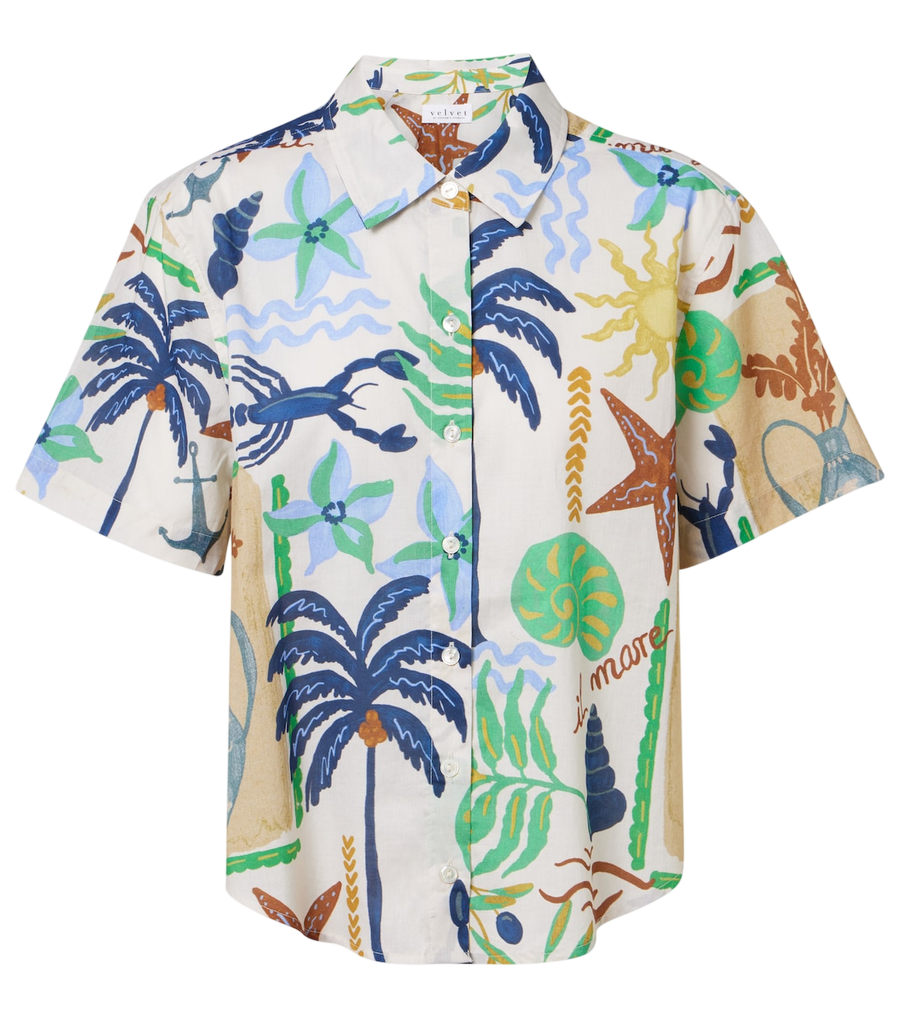Velvet Marnie printed cotton poplin shirt