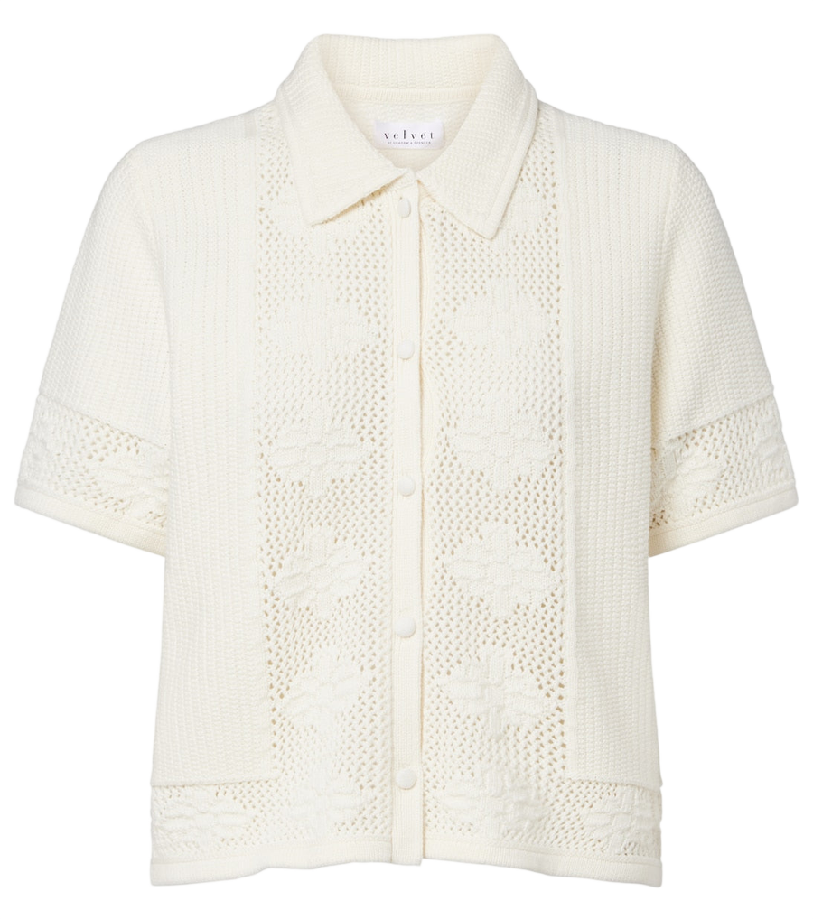 Velvet Rosemond open-knit cotton and cashmere top