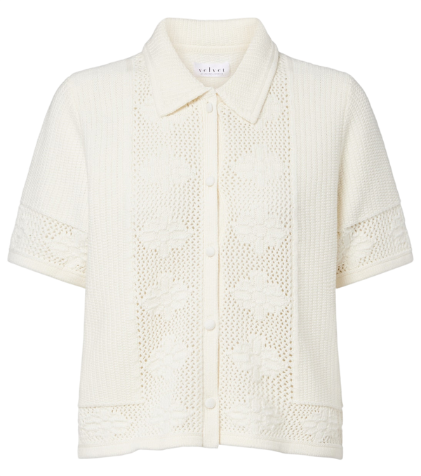Velvet Rosemond open-knit cotton and cashmere top