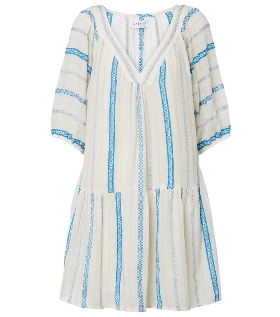 Velvet Selita tiered cotton jacquard minidress