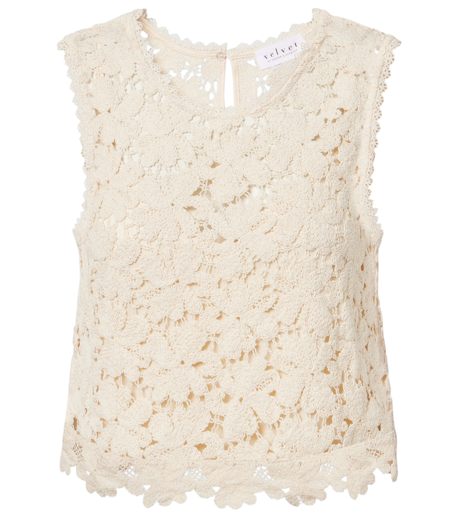 Haut en dentelle guipure en mélange de coton Simona Velvet