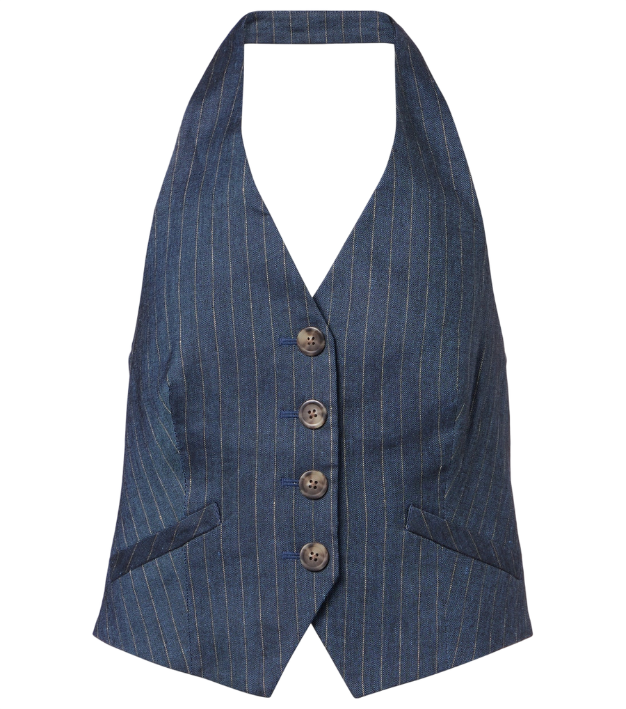 Gilet Veronica Beard Arabella en mélange de lin à rayures tennis