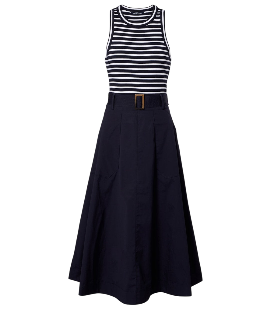 Veronica Beard Belted cotton-blend midi dress