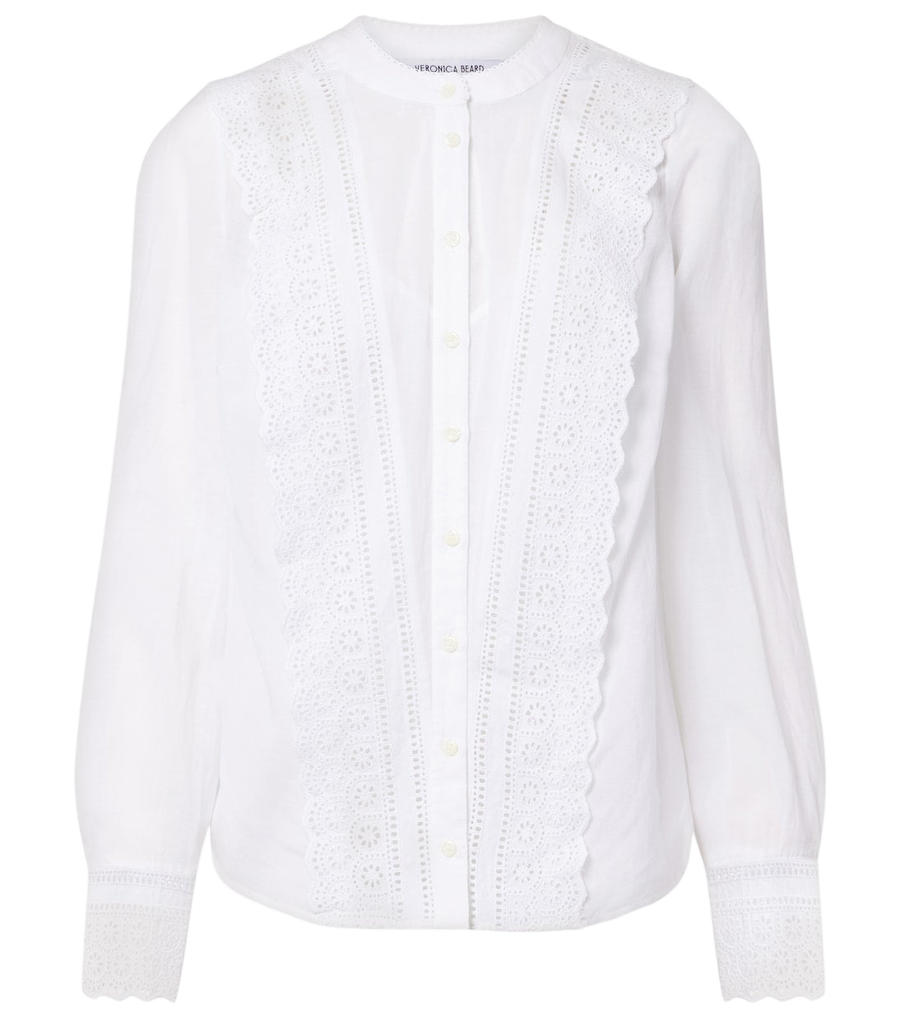 Camisa de mezcla de algodón con bordado inglés Clermont de Veronica Beard