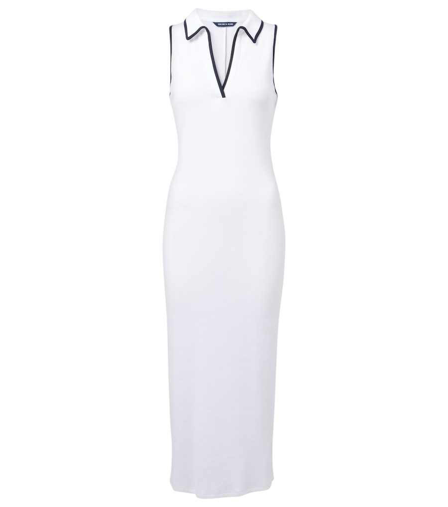 Veronica Beard Darien ribbed-knit cotton-blend polo dress