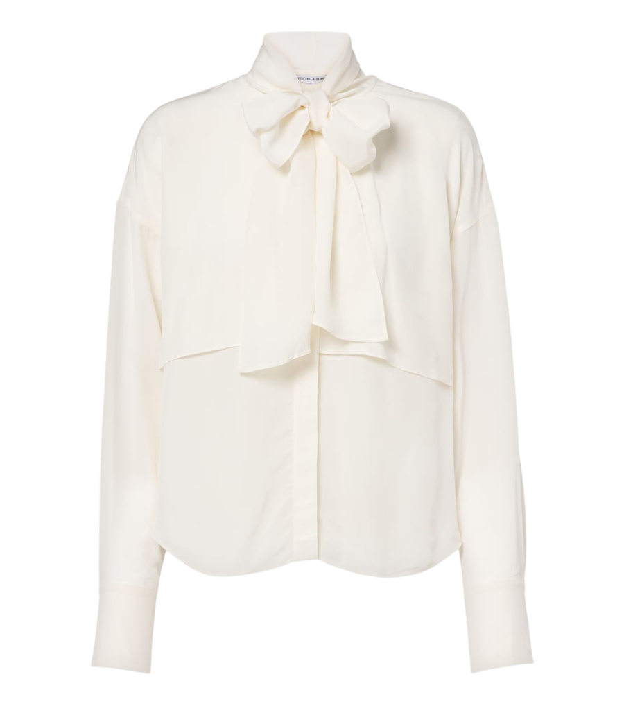Blusa de crepé de china con cuello lazada Darlis de Veronica Beard