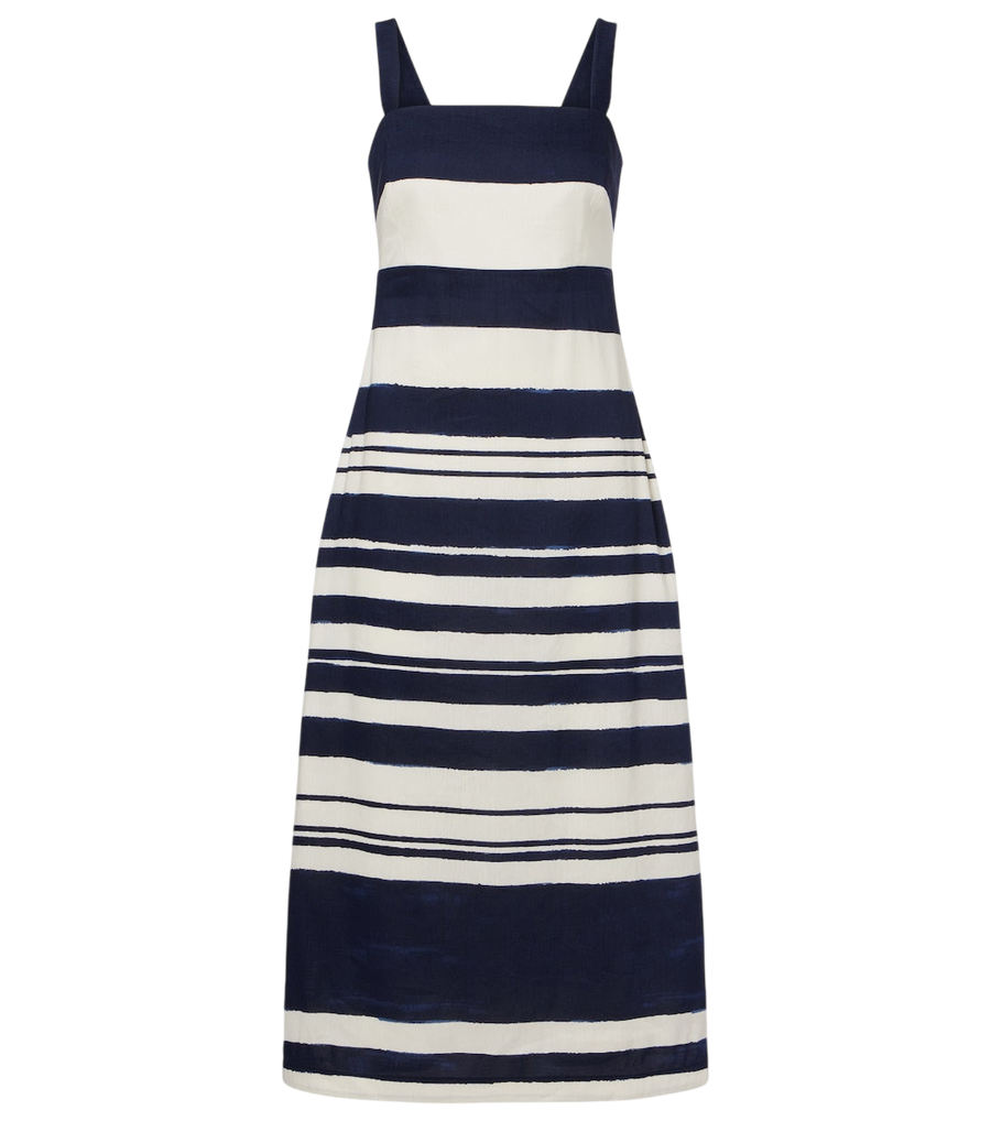 Robe midi Ella en mélange de lin à rayures Veronica Beard