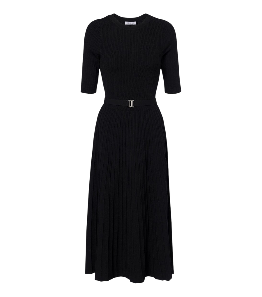 Veronica Beard Vestido midi Elthea em malha canelada com cinto