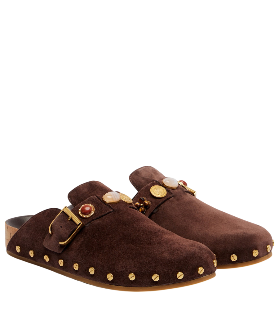 Veronica Beard Fern embellished suede mules