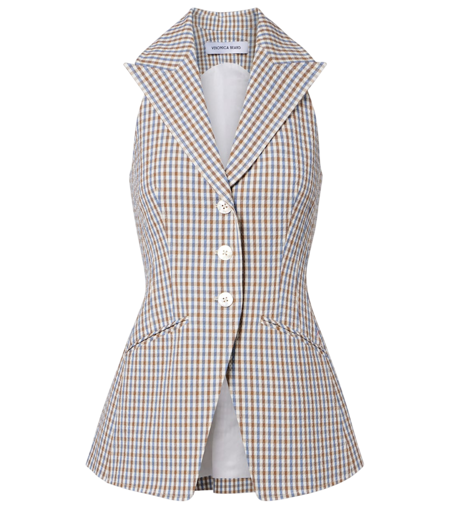 Gilet en seersucker de coton à motif vichy Veronica Beard