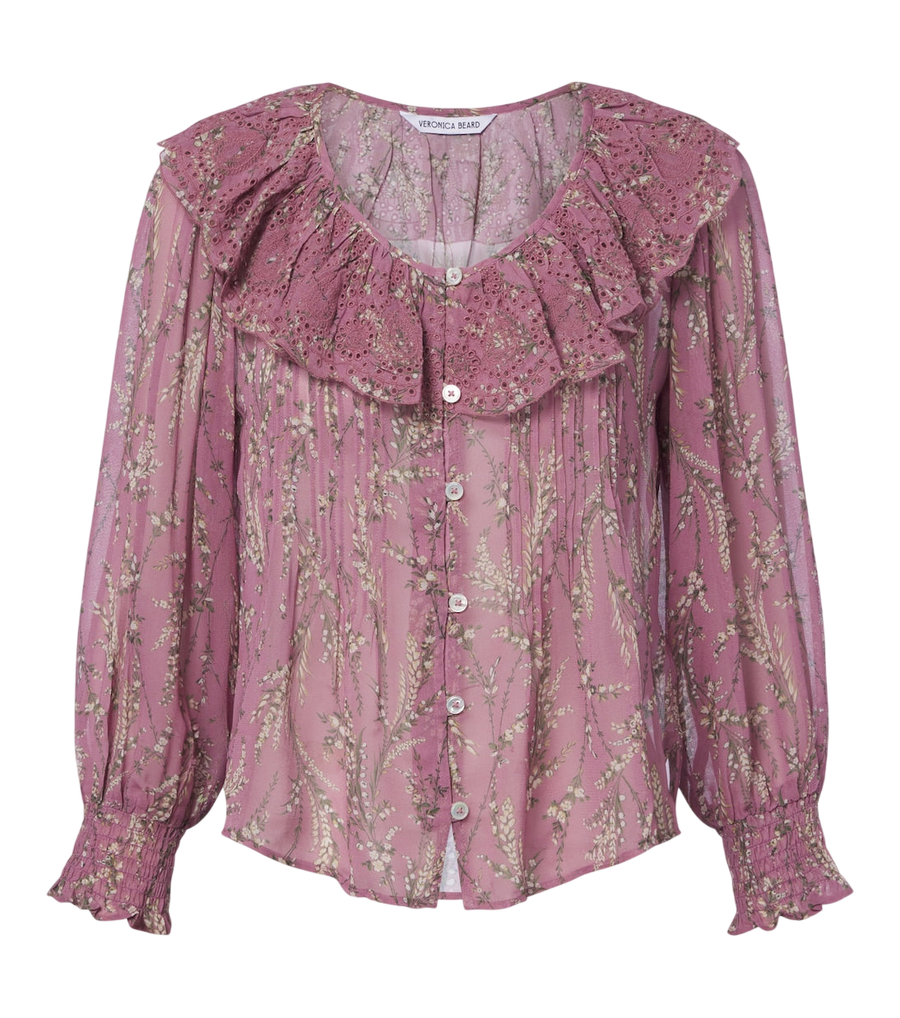 Veronica Beard Hewitts ruffled floral georgette blouse