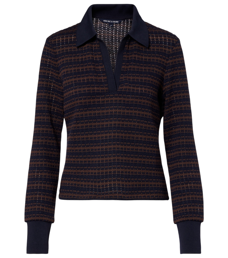 Veronica Beard Kamal striped polo sweater