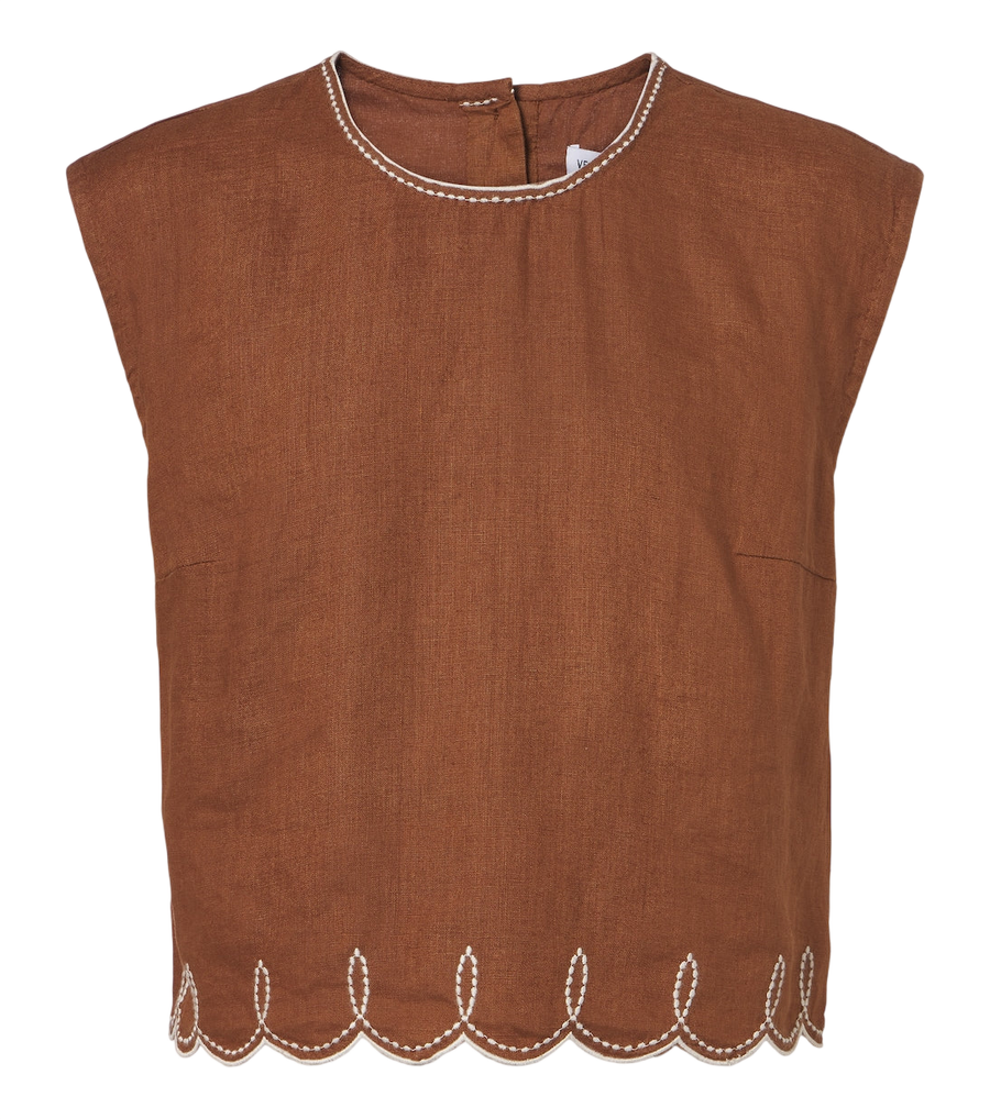 Veronica Beard Kessan embroidered linen top