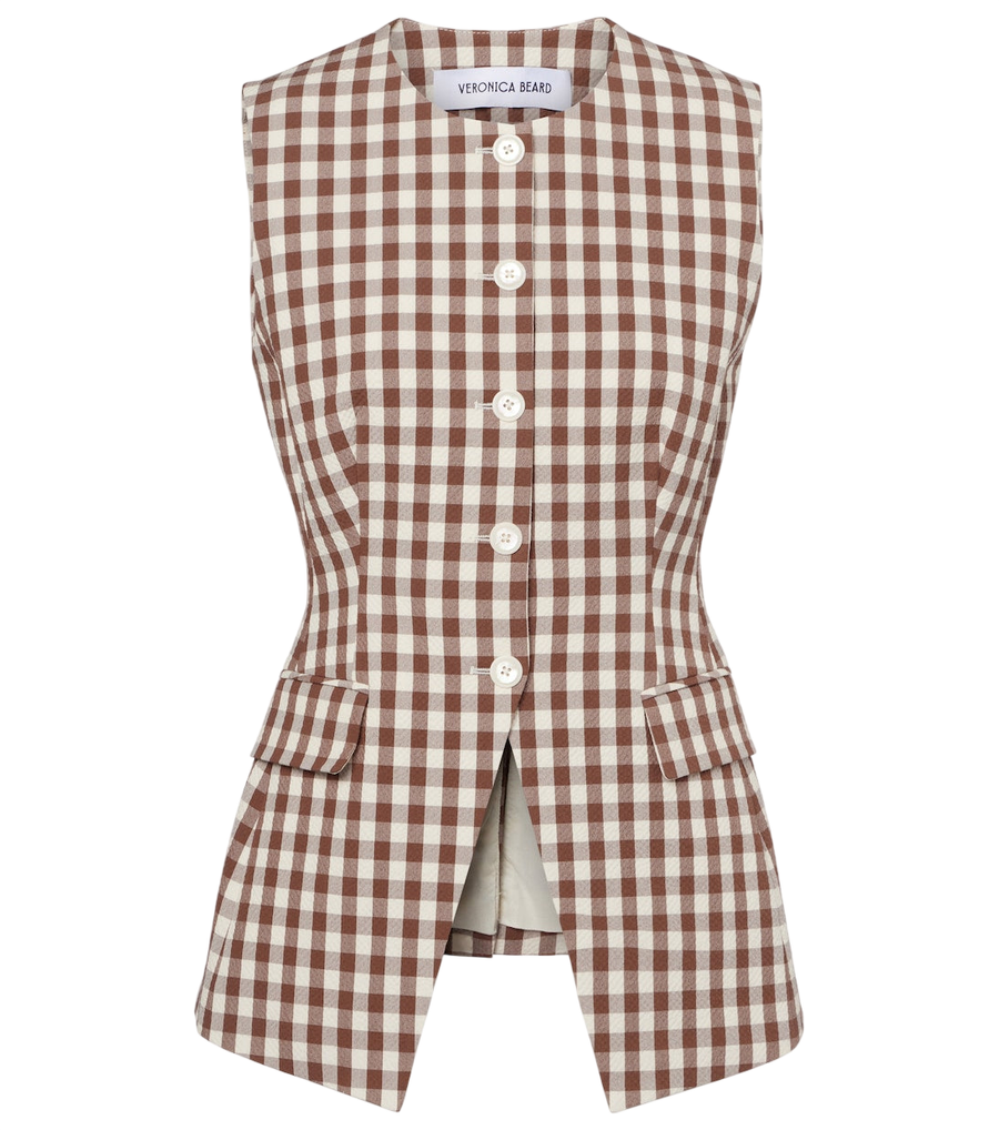 Veronica Beard Lois gingham seersucker top