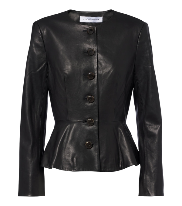 Veronica Beard Quinn peplum leather jacket