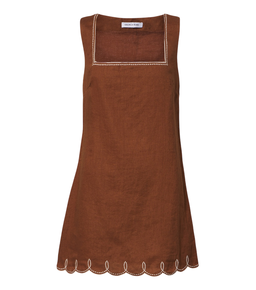 Veronica Beard Shanice scalloped linen minidress