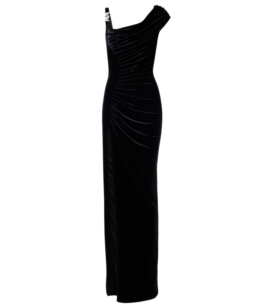 Robe en velours froncée asymétrique Versace