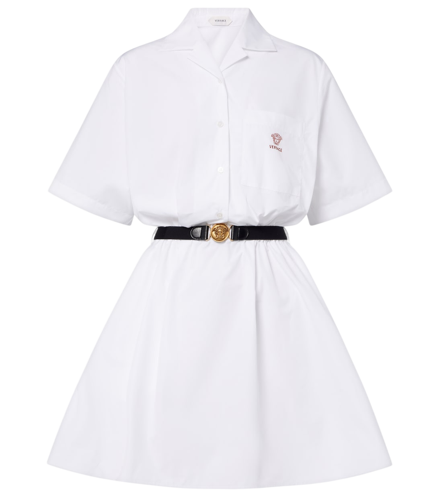 Versace Belted cotton poplin minidress