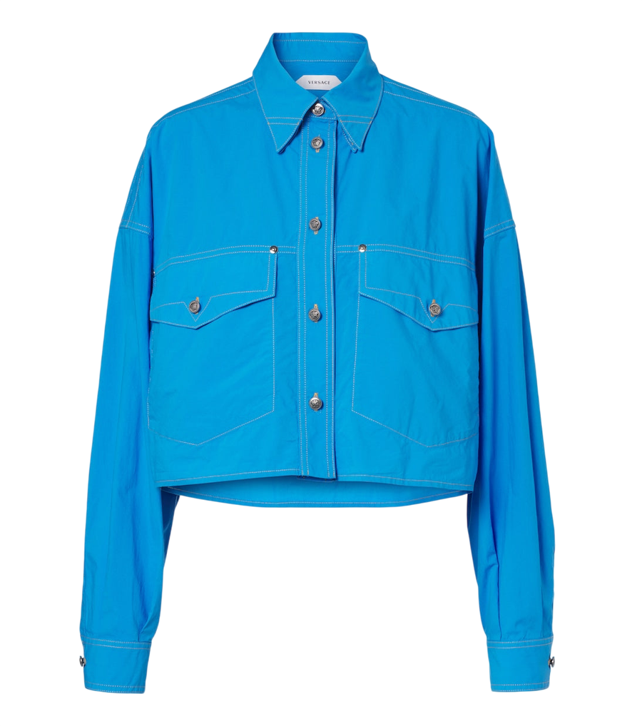 Camisa corta de popelina de algodón Versace