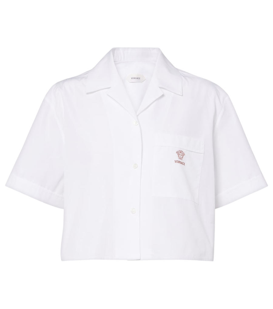 Versace Camisa cropped de algodão popeline