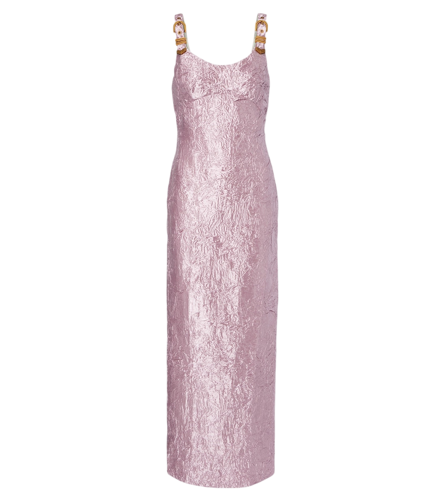 Abito lungo Versace in raso duchesse