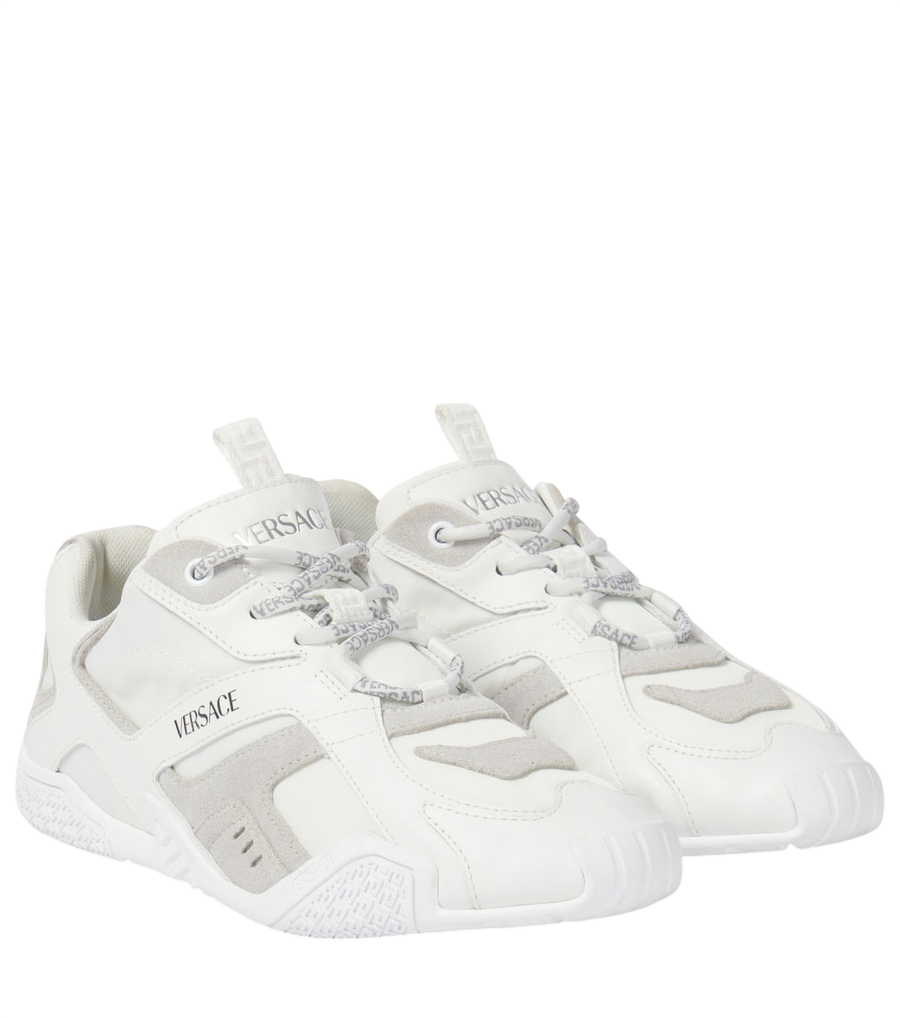 Versace Galaxia suede-trimmed leather sneakers