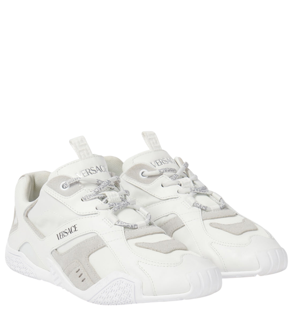 Versace Galaxia suede-trimmed leather sneakers