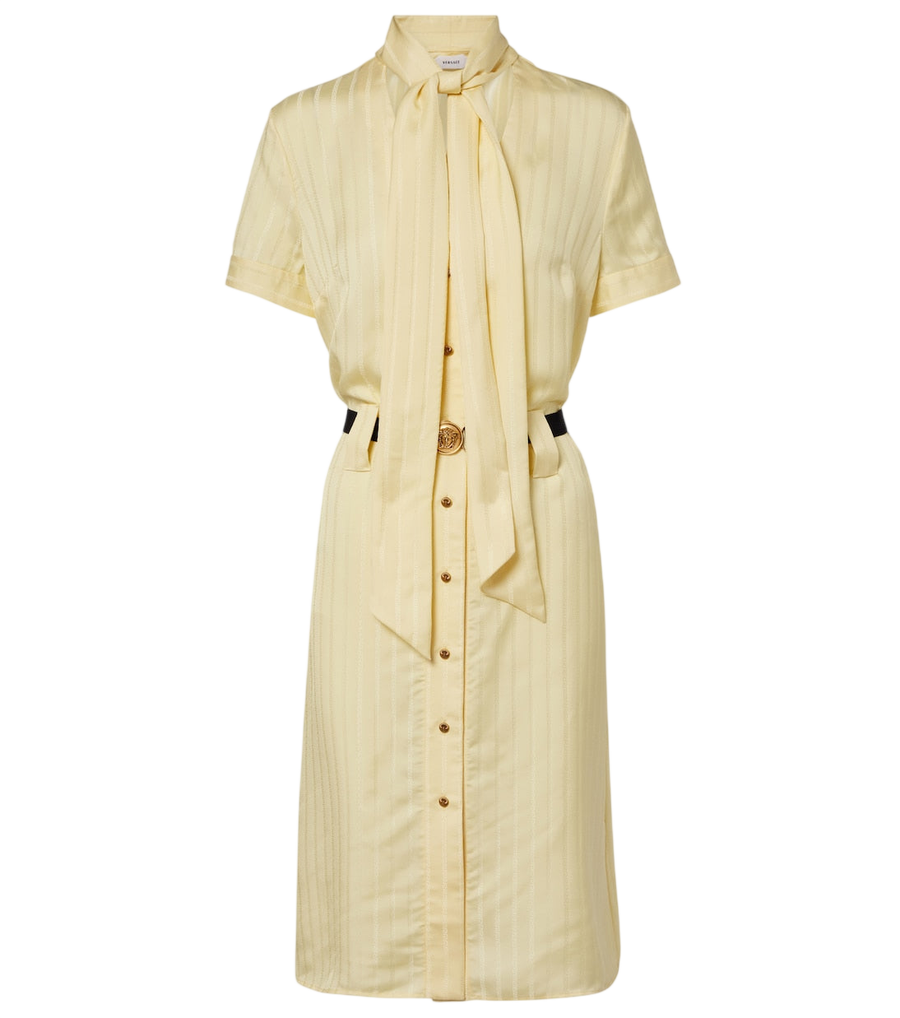Robe chemise en satin jacquard Greca Versace