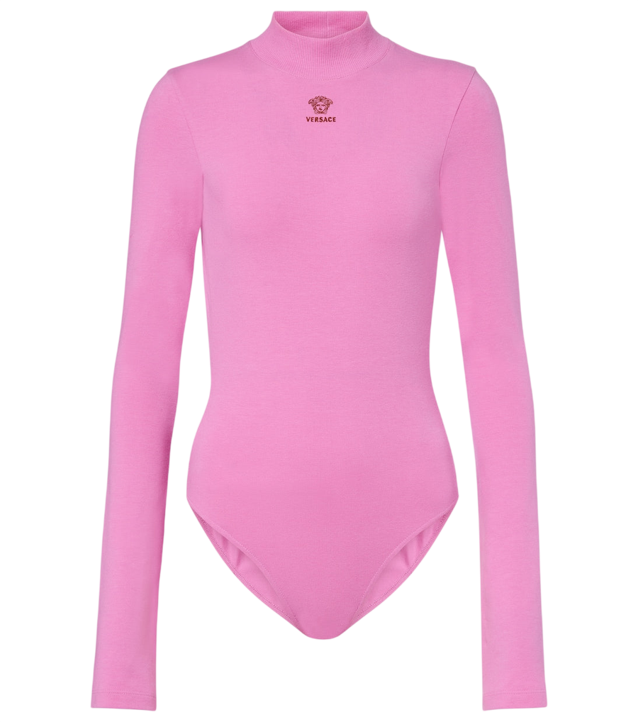Body de punto de mezcla de algodón con logo de Versace
