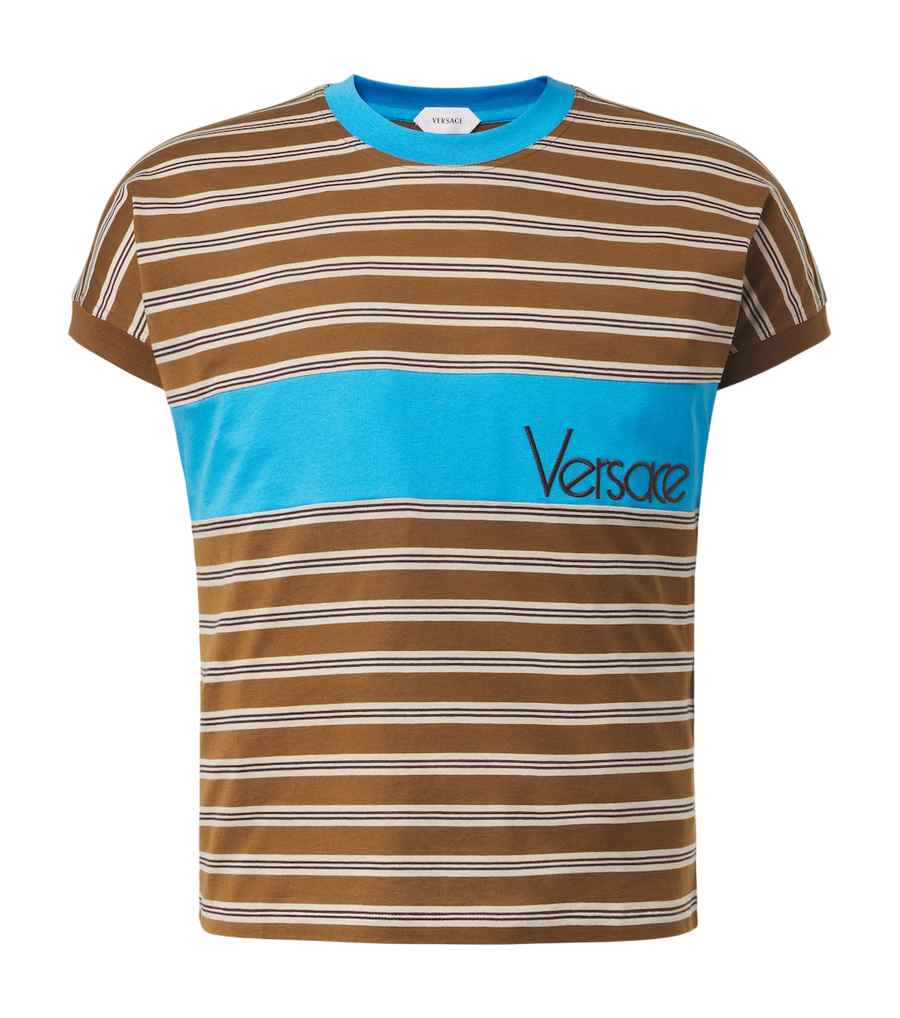 Versace Logo striped cotton T-shirt