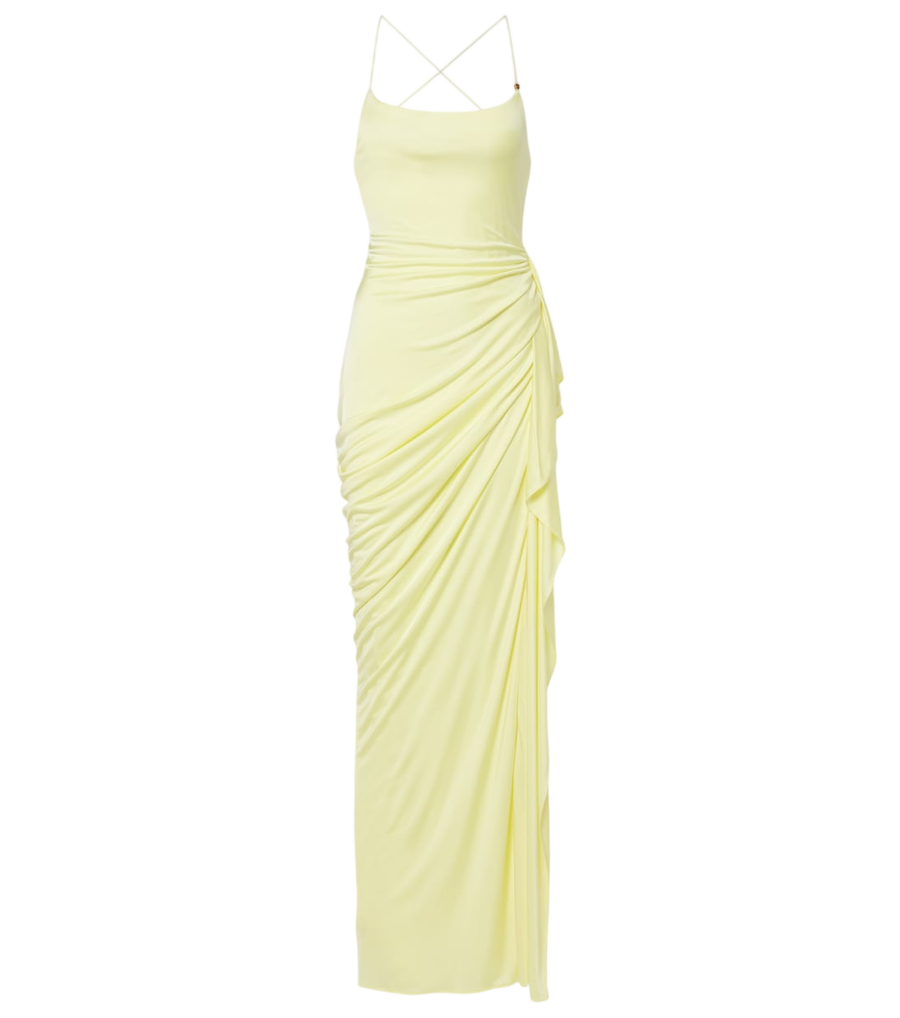 Robe longue en jersey drapé à motif Medusa Versace