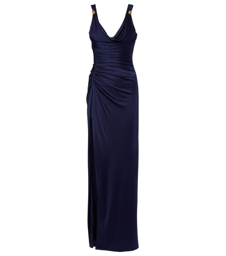Robe longue en jersey drapé et froncé Versace Medusa