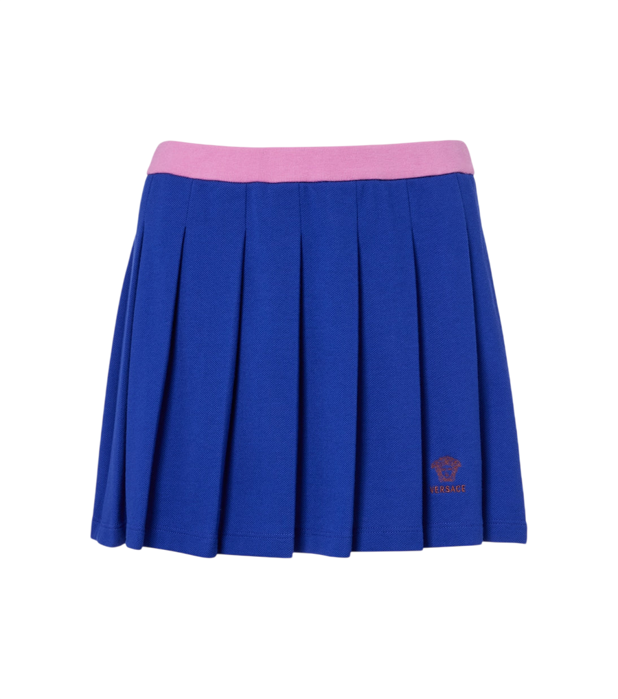Versace Medusa pleated cotton piqué miniskirt