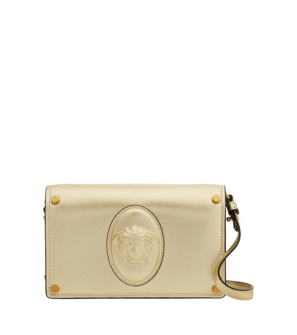 Versace Medusa Small metallic leather clutch