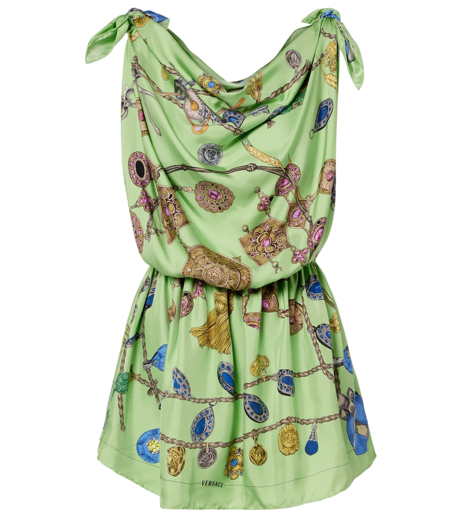 Mini-robe en sergé de soie imprimé Versace