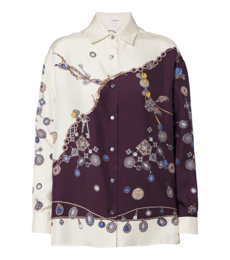 Camisa de sarga de seda estampada Versace