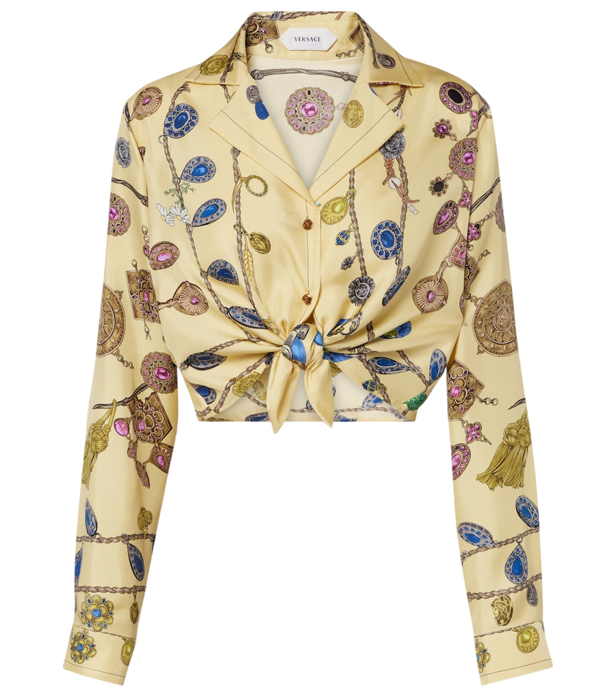 Camisa de sarga de seda estampada Versace