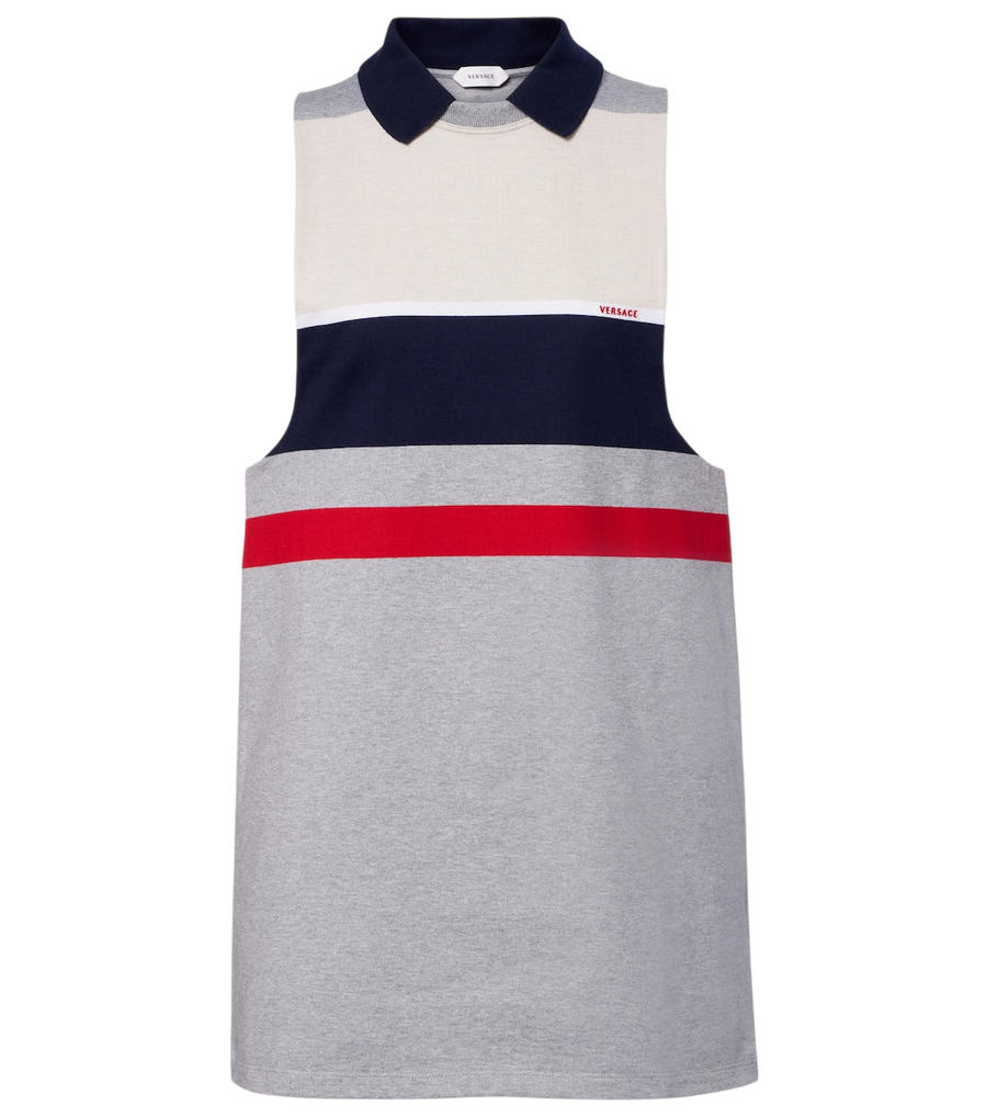 Robe polo Versace en jersey de coton rayé