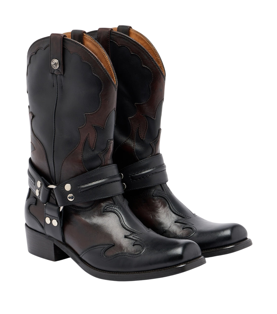 Versace Sylvester leather cowboy boots