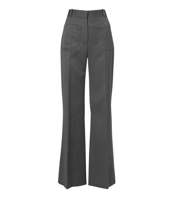 Pantalones de pierna ancha de lana virgen con diseño de espiga Alina de Victoria Beckham