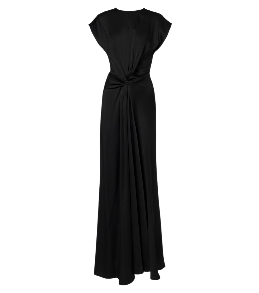 Robe longue drapée en satin Victoria Beckham Aria