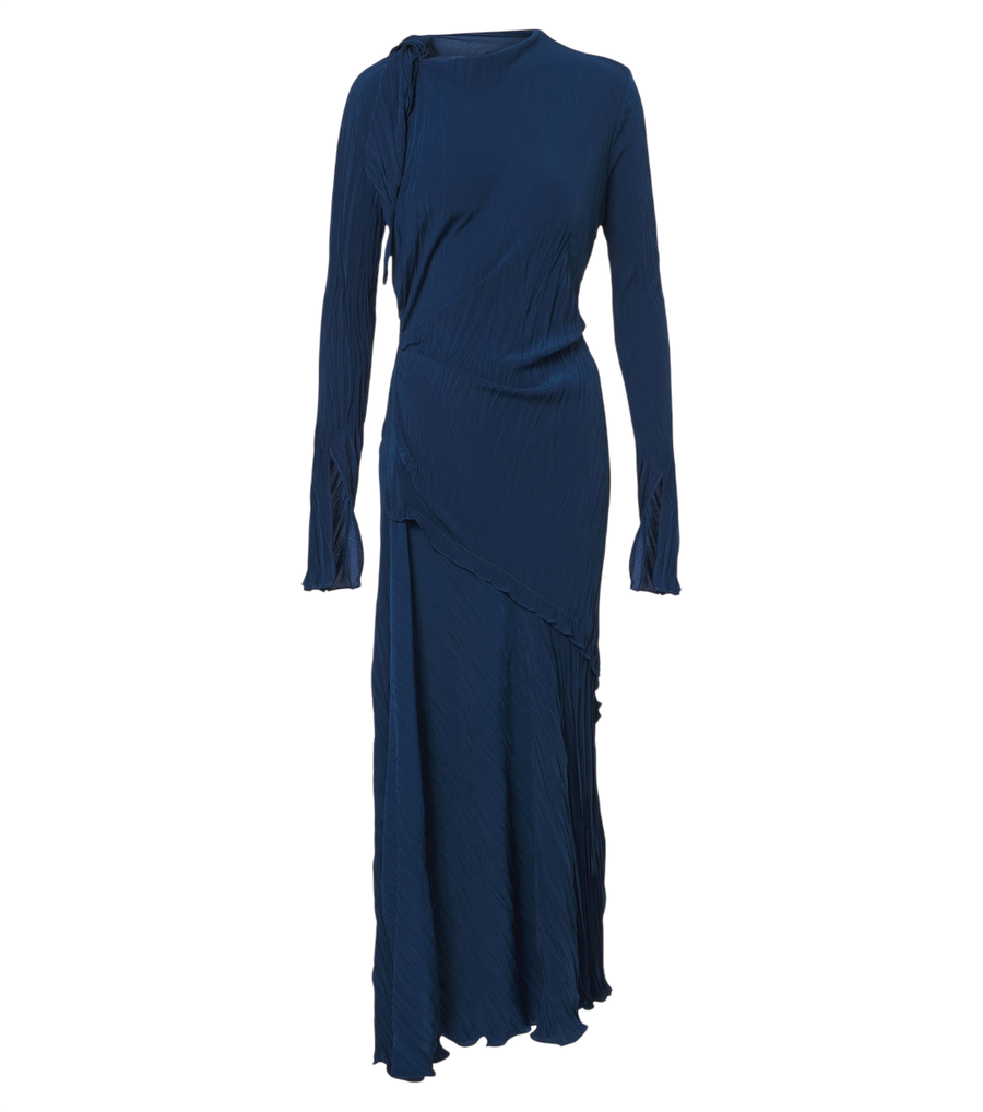 Vestido midi asimétrico de plissé de Victoria Beckham