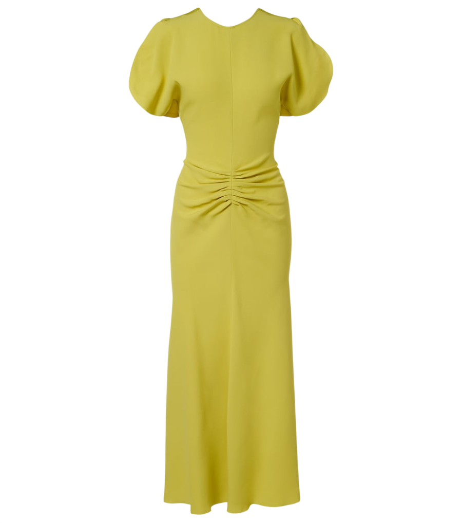 Victoria Beckham Abito midi Bela in crêpe satin con arricciature