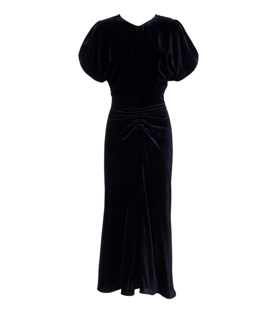 Victoria Beckham Bela gathered velvet midi dress